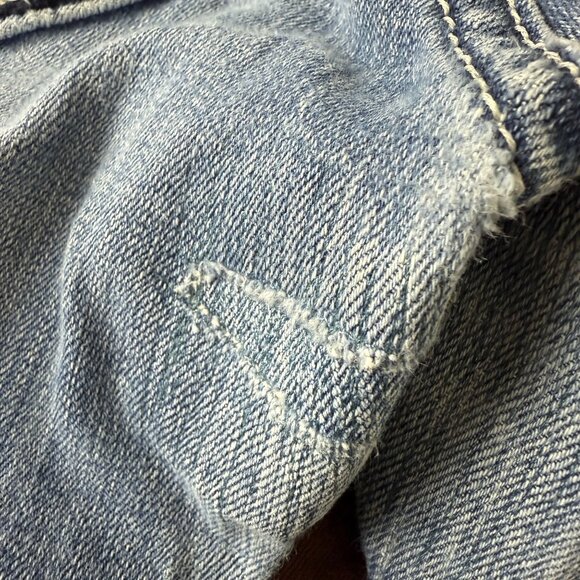 Miss Me Easy Bootcut Jeans 26 Fleur-De-Lis Embellished Ripped Patch Grunge - Picture 13 of 14